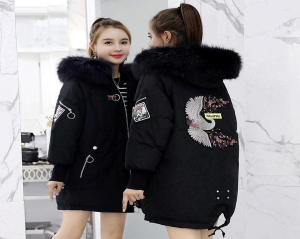 

women039s trench coats fashion winter jacket women white big fur hooded thick down parkas long female coat slim warm outwear 208176516, Tan;black