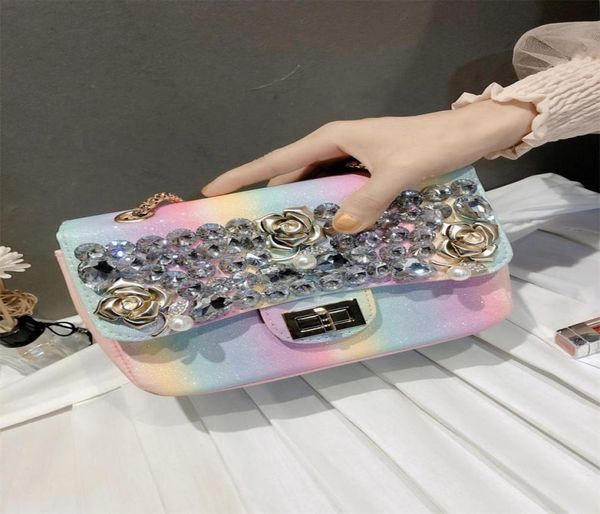 

luxury diamond evening handbags fashion rhinestone chain bag shoulder crossbody bags ladies purse37820989677842, Black