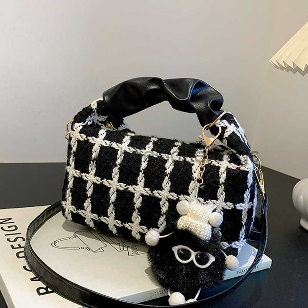 

shoulder bags fashionable plaid pleated portable boston small bag casual shopping commuting plaid bag women's bag 2023 new trendy bagst