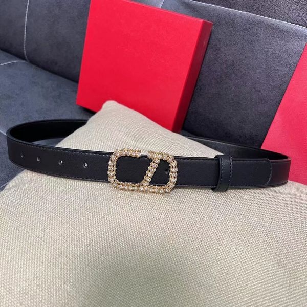 

luxury designer belt for women gold buckle with drill belt fashion leather belt narrow version 2.8cm trendy versatile elegant high-quality p, Black;brown