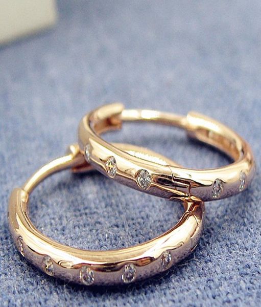 

2017 new rose gold plated droplets hoop earrings with cubic zirconia fits european charm jewelry1453797, Golden;silver