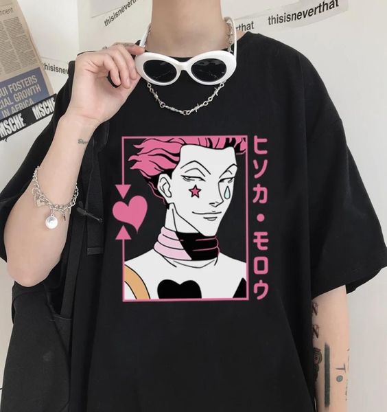 

hunterxhunter tshirt men fun cartoon hip hop japanese anime hisoka morow short sleeved tshirts harajuku punk casual tee8724516, White;black