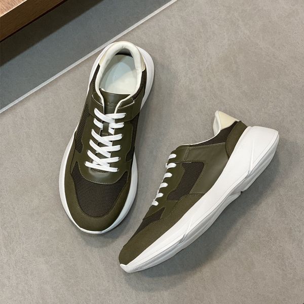 

designer men sneakers casual shoes with calf leather toe layer classic leather lining striped rubber outsole anti slip wear resistant extrem, Black