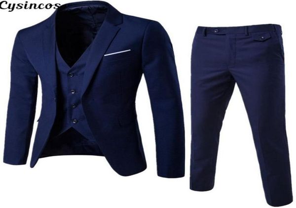 

cysincos 2019 men039s fashion slim suits men039s business casual clothing groomsman threepiece suit blazers jacket pants se7843034, White;black