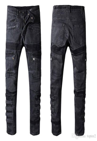 

2018 fashion men039s jeans designer shredded pants distressed embroidery jeans luxury motorcycle men biker jeans trouser6462849, Blue