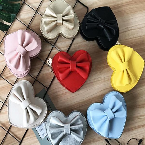 

ins children love hearts handbag girls bow metal chian princess bags kids single shoulder crossbody bag a82847137484, Black