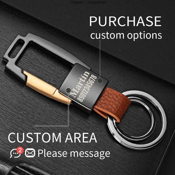 

customized high-grade genuine leather keychain personalized custom lettering key chain ring holder business men for car k409, Silver