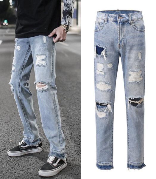 

casual jeans for men streetwear straight oversize washed retro denim trousers hip hop men clothing7604495, Blue