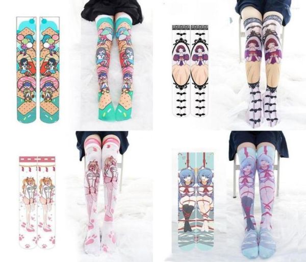 

women socks japanese girl thigh stockings harajuku cute cartoon over the knee long high tube anime pain cosplay1274503, Black;white