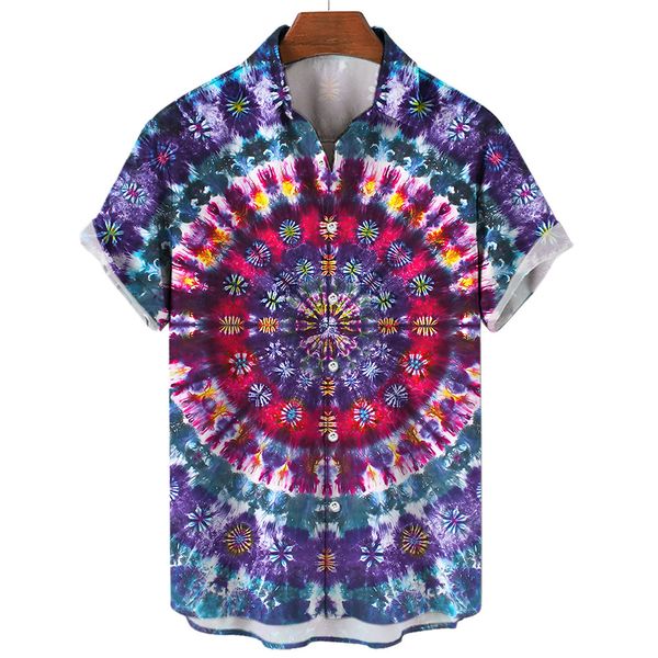 

men's casual shirts 2023 men's holiday hawaiian beach 3d tiedye print cropped oversized blouse designer clothing 5xl 230804, White;black