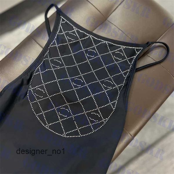 

letter rhinestone bikini classic black swimwear plaid one piece swimsuit sling bathing suit''gg''mzbn, White;black