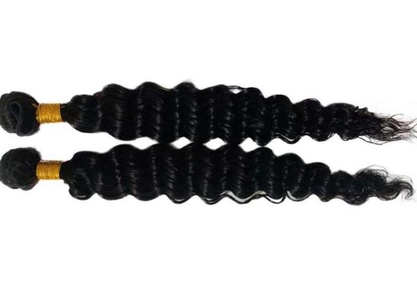 

whole single donor cuticle aligned hair raw indian deep wave bulk bundles natural color 1b95305102832605, Black