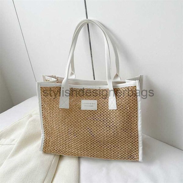 

shoulder bags grass woven portable new summer and autumn 2023 minimalist and versatile portable one shoulder large capacity tote bagstylishd