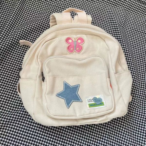 

school bags preppy sweet kawaii star schoolbags japanese simple y2k aesthetic mini backpacks trendy casual women canvas 230804