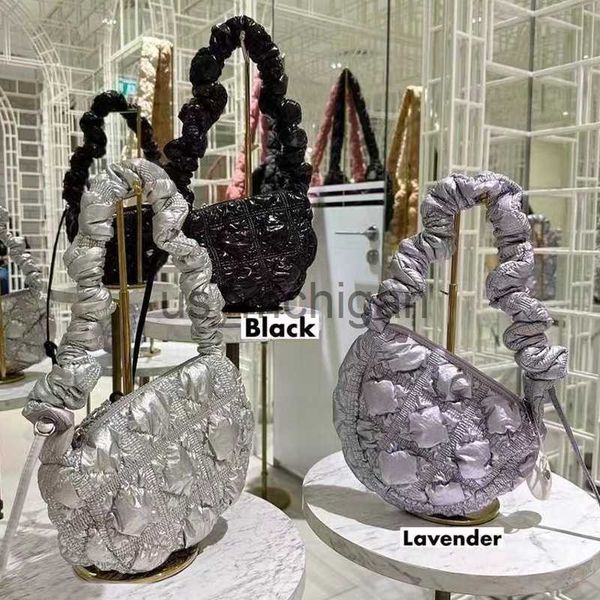 

evening bags korean fashion pleated plaid silver quilted padding women's underarm shoulder side bag new crossbody bag small handbag 202