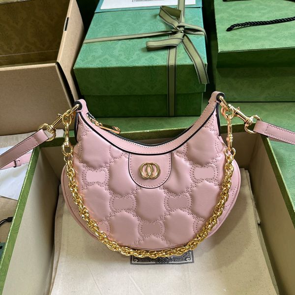 

atelasse mini bag 21cm designer crossbody bag 10a chain half moon bags genuine leather shoulder bags with box g058
