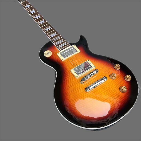 

sun color tiger veneer electric guitar, mahogany standard guita with h closed pickup
