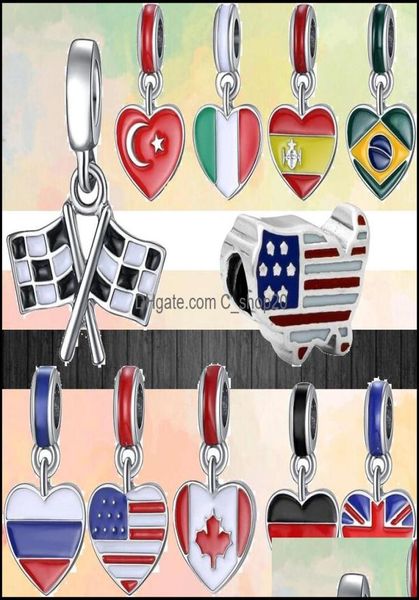 

charms jewelry findings components fit 925 bracelet bead original box fashion colorf flag of italy spain ca dhgv42343186, Bronze;silver