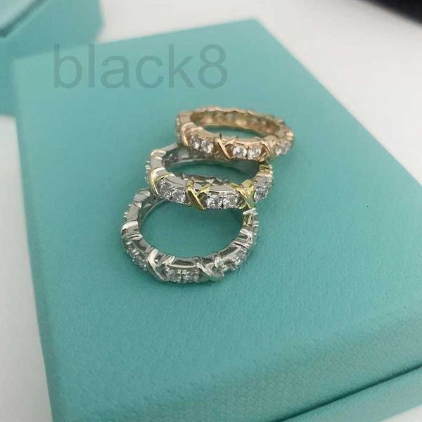 

band rings designer s925 sterling silver cross ring design full diamond index finger female advanced sense delicate fashion personality ligh