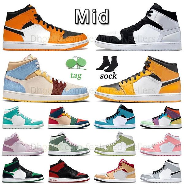 

authentic basketball shoes jumpman 1 mid taxi diamond yellow toe fearless mens womens sneaker 1s valentine's day 2023 designer space ja