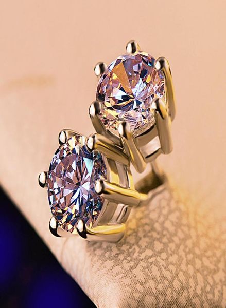 

s925 sterling silver stud earrings bling zircon diamond stone engagement wedding jewelry7065520, Golden;silver