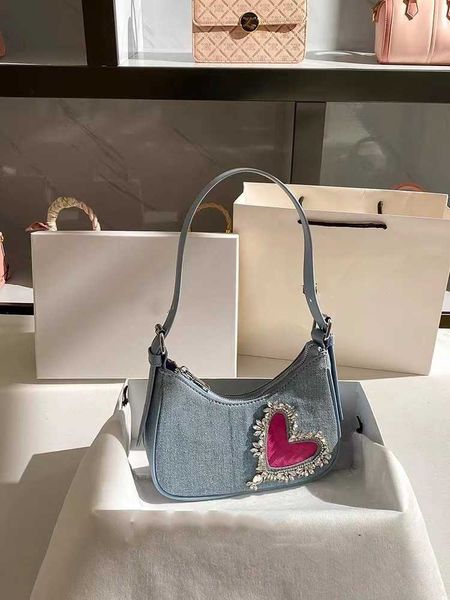 

hobo bags this year s popular denim bag 2023 new french niche rhinestone underarm for women with a high end feel 230804