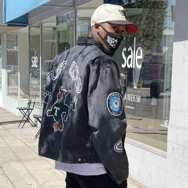 

men s jackets tuff crowd 1 dog head embroidery multi pocket zipper solid jacket coat 230803, Black;brown