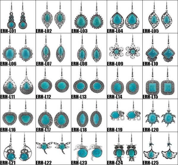 

turquoise earrings tibetan silver turquoise drop earring for women natural jewelry earring brand design bijoux jewelry1296987