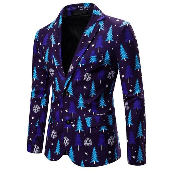 

christmas tree print blazer jacket men fashion slim fit mens feliz navidad xmas party prom masculino 2xl5809207, White;black