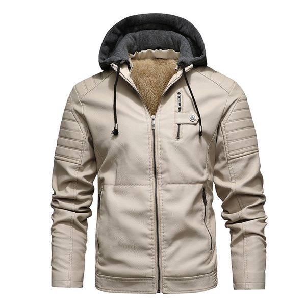 

fashion autumn winter pu leather jacket men coats hooded collar zipper black motor biker motorcycle faux leather jackets overcoat l-5xl shs1