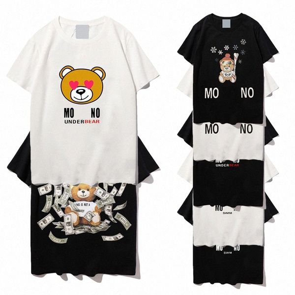 

women designer t shirt rainbow pony dollar bear letters graphic tee sweatshirt men's t-shirt summer trend short sleeve casual shirts hi, White