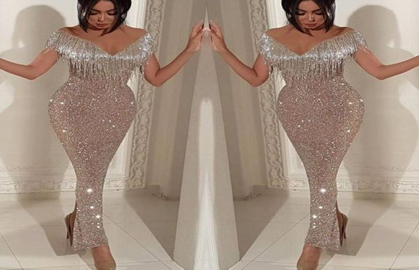 

deep v neck off shoulder prom dresses short sleeves beads crystals celebrity party dress sheath back slit women formal evening gow4172958, Black;red