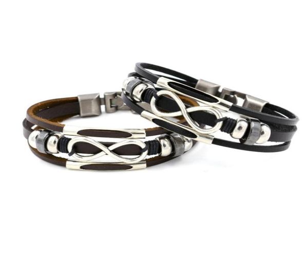 

infinity leather bracelet multilayer wrap bracelets wrist band cuffs for women men fashion jewelry gift will and sandy drop ship7874822, Golden;silver