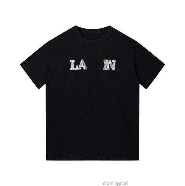 

2023 designer lanvins t shirt embroidery tee exotic two-color summer trend fashion black 2023, White;black