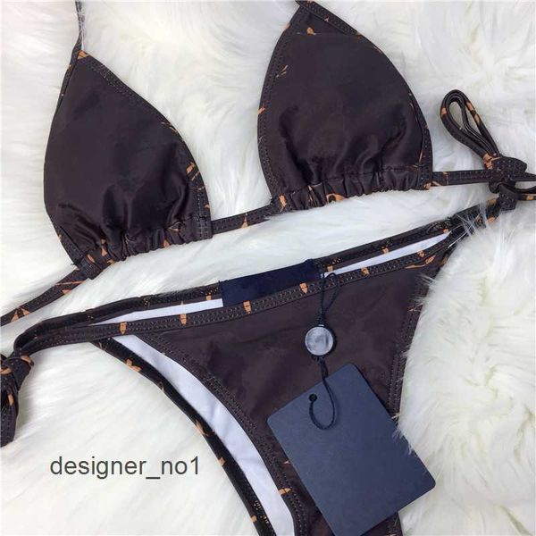 

brown floral letter girl bathing suit female backless swimsuit trendy two pieces bikinis summer party travel swimwear''gg'&#0, White;black