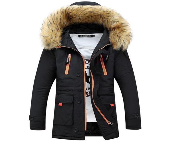 

men039s down parkas men39s thicken winter jackets faux fur collar long men outwear hooded windbreaker coats male outdoor s6314108, Black