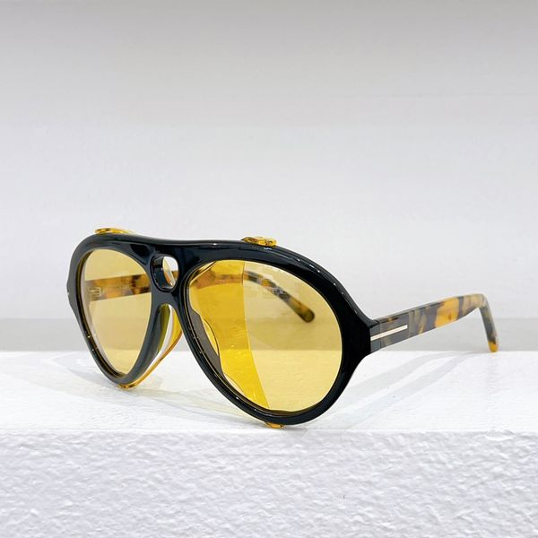 

black havana yellow pilot sunglasses with yellow shield mens summer sunnies gafas de sol sonnenbrille uv400 eye wear with box, White;black