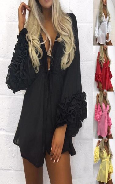 

women039s swimwear women beachwear coverups chiffon female tassel bikini cover ups summer kaftan sarong lace up beach dre9590478, White;black