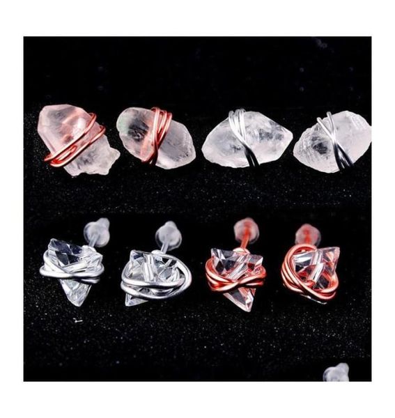 

stud earring jewelry healing crystals quartz sier gold point women girls natural stone handmade earrings drop delivery otjao5665476, Golden;silver