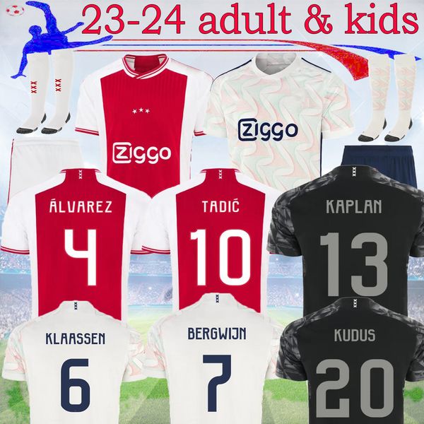 

23 24 soccer jerseys tadic brobbey berghuis kit klaassen bergwijn cruyff 2023 2024 3rd black ajaxs home away football shirt men kids kit uni, Black;yellow