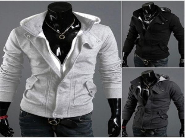 

whole 2018 new men039s false two hooded cardigan fleece sweater coat sweater fashion leisure9908213, Black