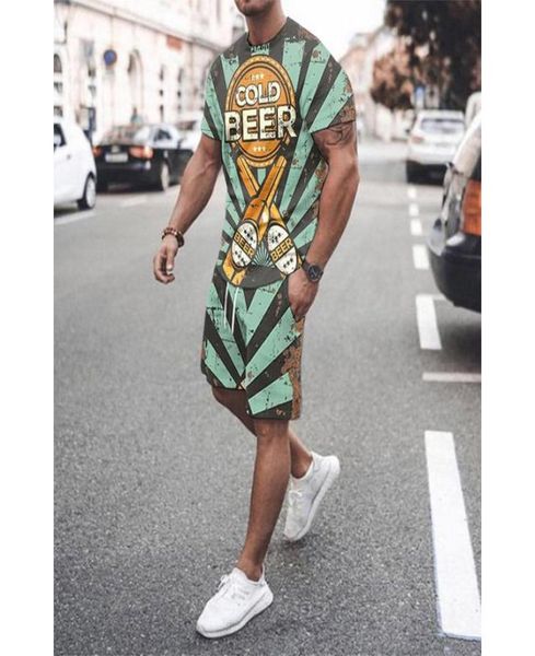 

wine bottle men s sports suit shortsleeved tshirt with shorts comfortable breathable and dry daily leisure sports4854749, Gray