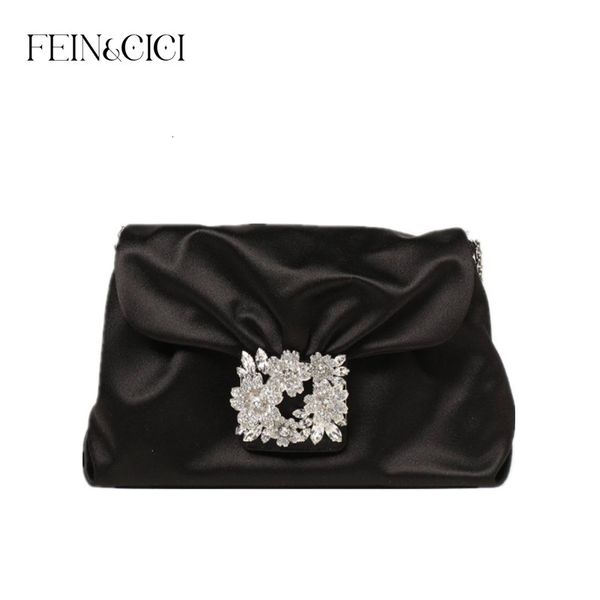 

evening bags rhinestones satin clutch bag strass crystal buckle micro bag women dinner party shoulder bag pink color black 230803