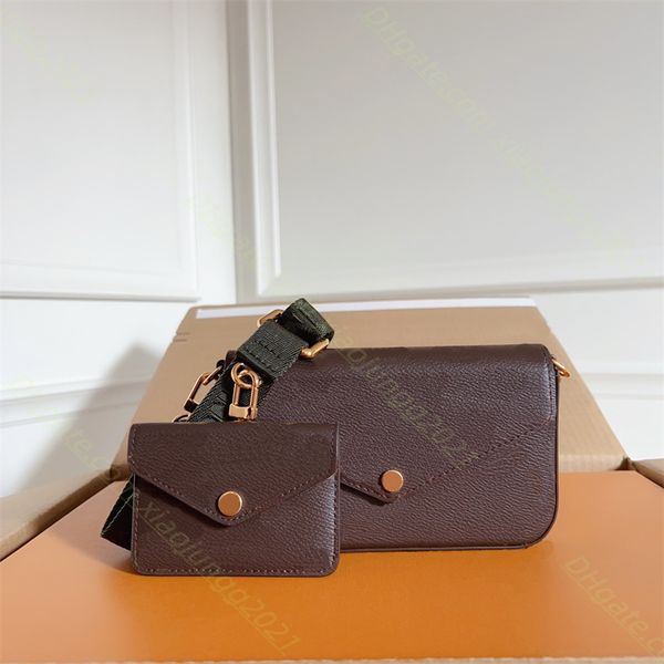 

wholesale genuine leather designers 2 pcs set shoulders bag m80091 woman classics f e licie strap handbag chain cross body bags clutch totes