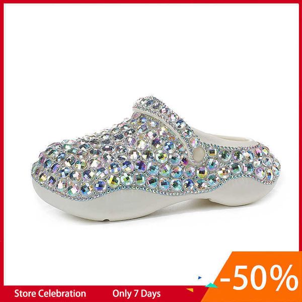 

acilici cross disciplinary women's brand fashion diamond inlaid thick sole hole shoe generation, Black