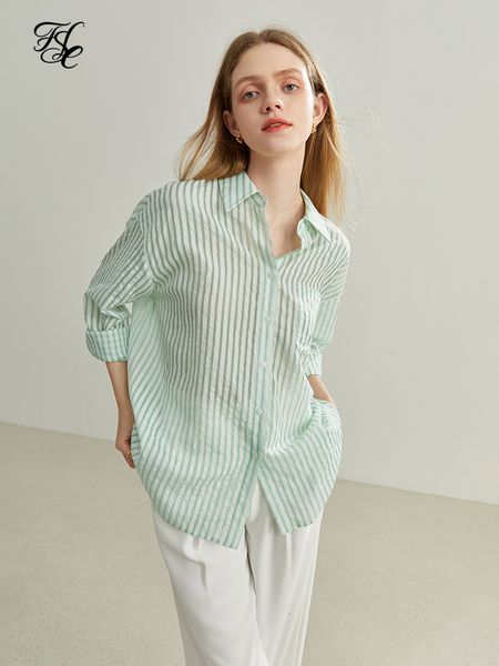 

women s blouses shirts fsle striped sunscreen full sleeve shirt summer texture loose casual women office lady straight 230803, White