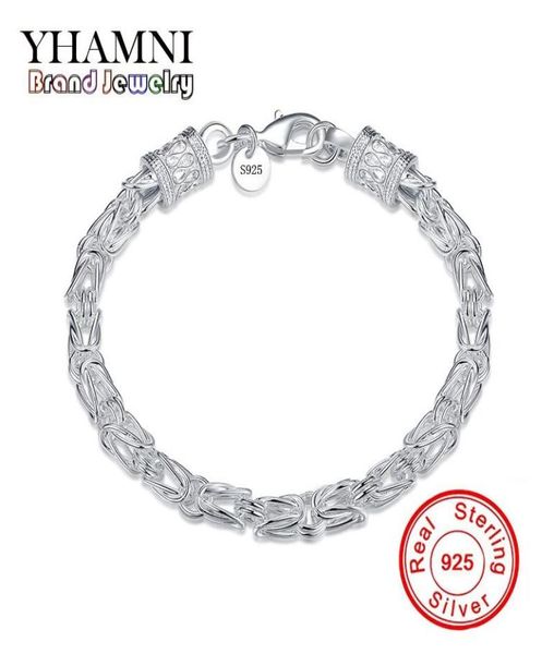

yhamni luxury original 925 sterling silver bracelet curb chain fashion menwomen bracelet with s925 stamp sterling silver jewelry 8294270, White