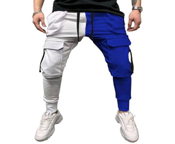 

men039s pants men casual sports color matching laceup pockets trousers hip hop leggings7435720, Black