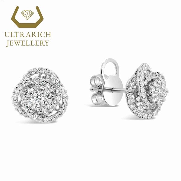 

ultrarich manufacturer real diamond stud au750 white gold, Golden