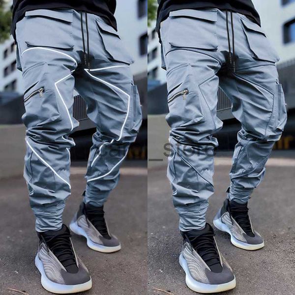 

men's pants men gym fitness jogging pants sports trousers hip pop skinny reflective joggers running training track sweatpants sport bot, Black